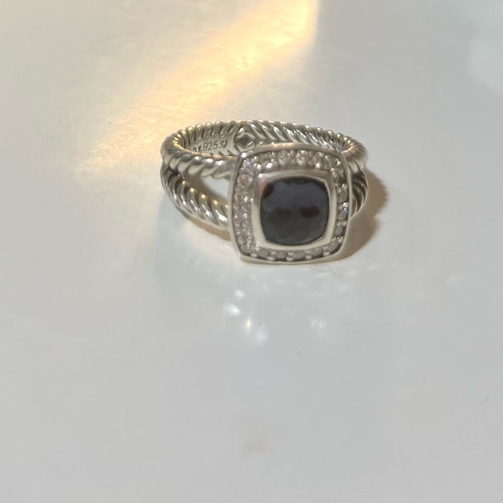 Petite Albion® Ring with Black Onyx and Pavé Diamonds